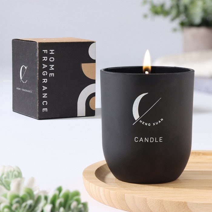 Свеча ароматическая  Свеча ароматическая "Home Fragrance", одеколон, черная, 7х8 см