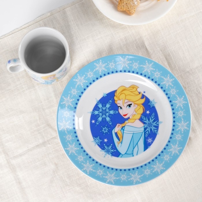 Набор посуды, 3 предмета: кружка 200 мл, тарелка 17 см, салатник 350 мл, Холодное сердце Набор посуды, 3 предмета: кружка 200 мл, тарелка 17 см, салатник 350 мл, Холодное сердце