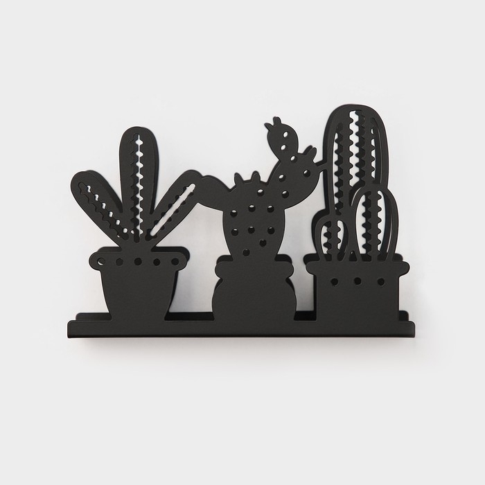 Салфетница Доляна «Кактусы», 15×4×10,3 см, цвет чёрный Салфетница Доляна «Кактусы», 15×4×10,3 см, цвет чёрный