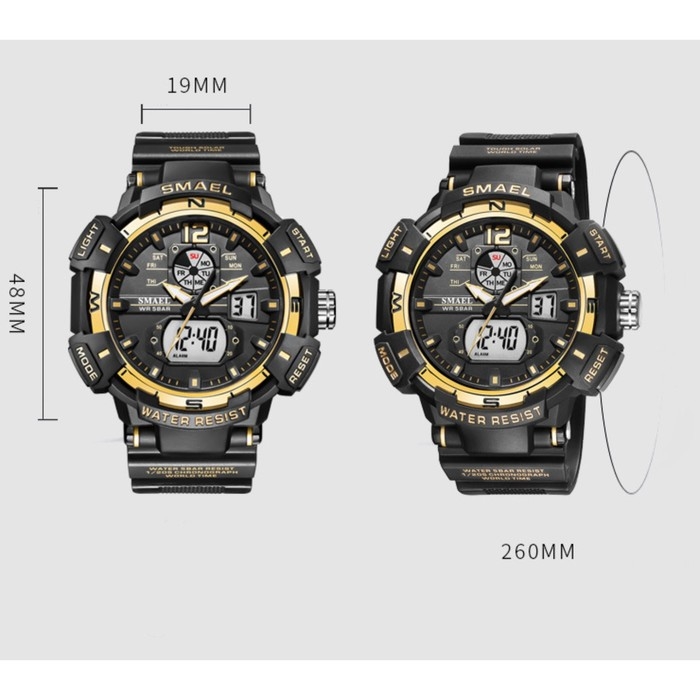 Часы наручные электронные, с будильником, d-5.3 см, ремешок l-26 см, 5 ATM, черные Часы наручные электронные, с будильником, d-5.3 см, ремешок l-26 см, 5 ATM, черные