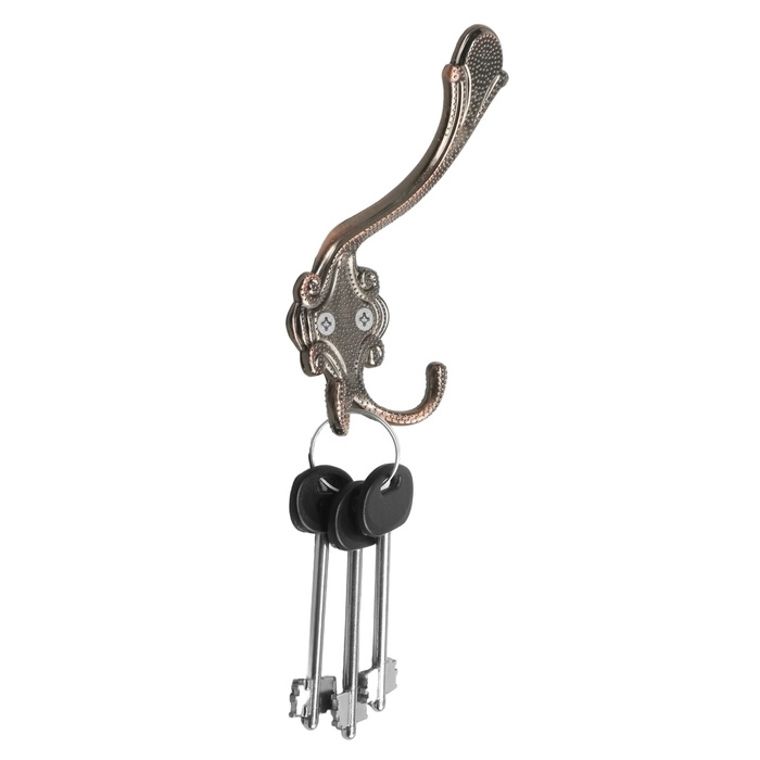 Крючок мебельный ТУНДРА TKT005, трехрожковый, медь Крючок мебельный ТУНДРА TKT005, трехрожковый, медь