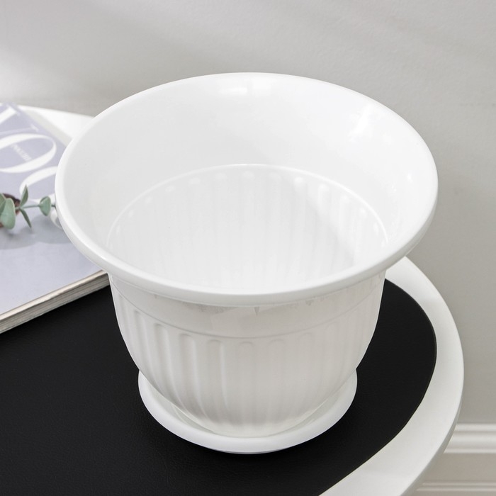 Горшок для цветов с поддоном «Лозанна», 3 л, пластиковый, цвет белый Горшок для цветов с поддоном «Лозанна», 3 л, пластиковый, цвет белый