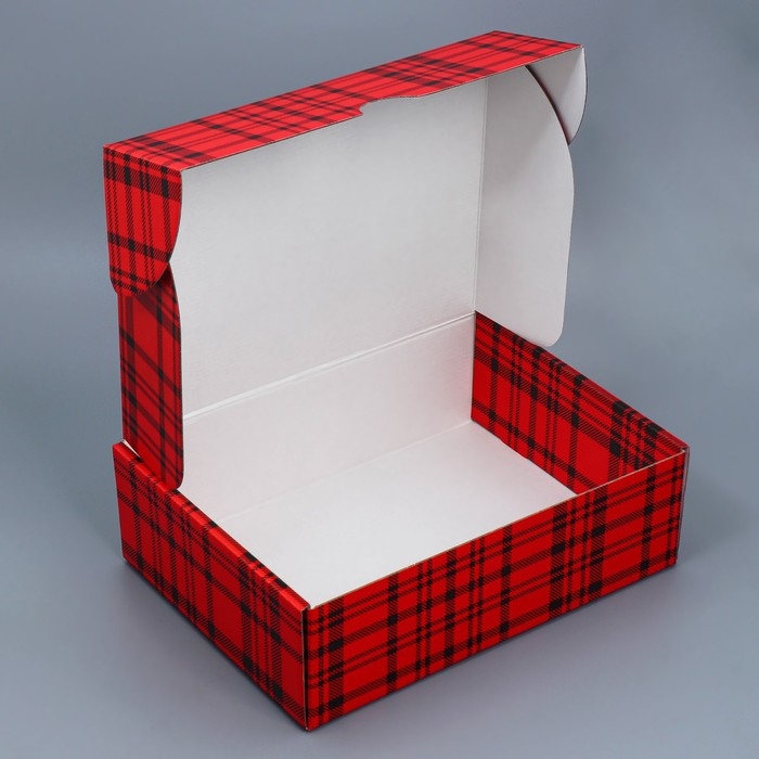 Коробка подарочная новогодняя складная «Клетка», 30,7 х 22 х 9,5 см, Новый год Коробка подарочная новогодняя складная «Клетка», 30,7 х 22 х 9,5 см, Новый год