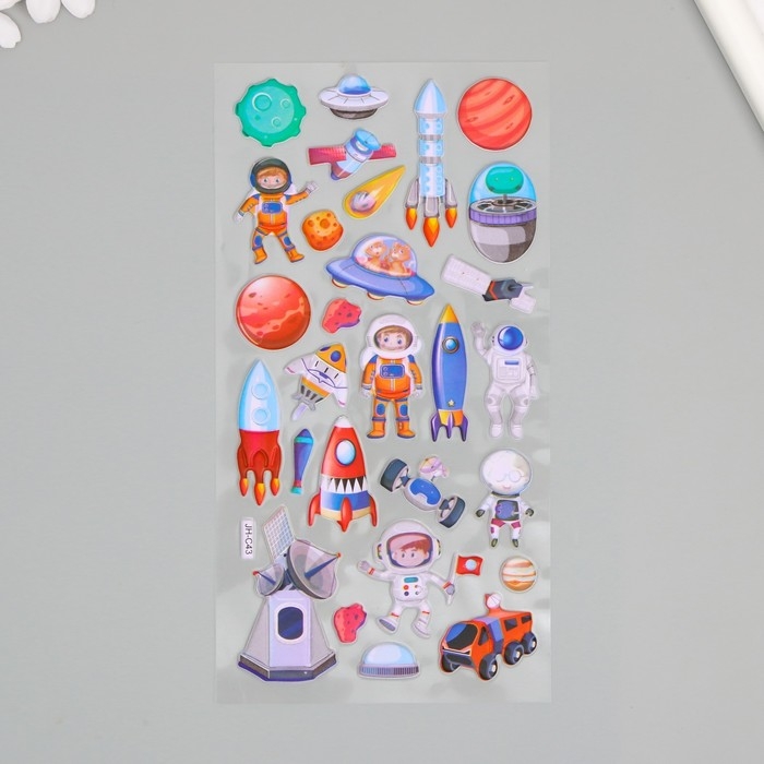 Наклейка пластик мягкие Наклейка пластик мягкие "Космос" МИКС 24,8х10,5 см