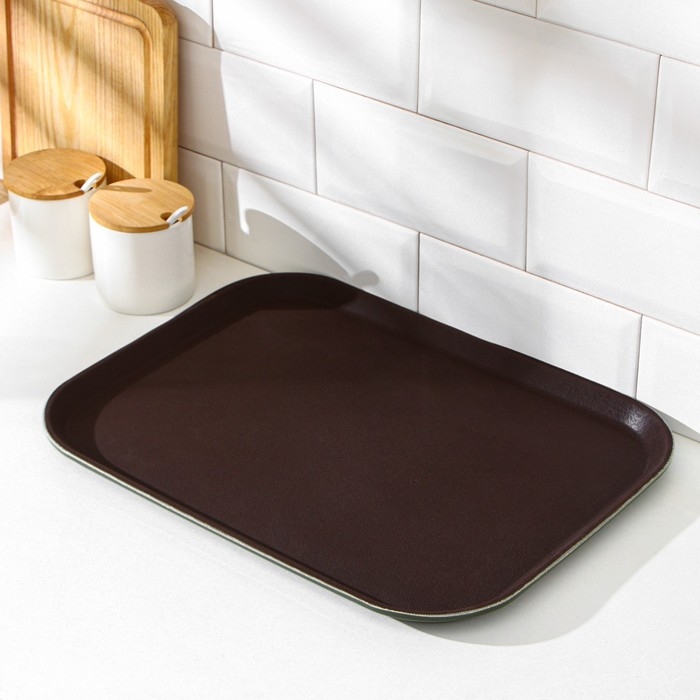 Поднос прорезиненный Hanna Knövell, 41×31 см, цвет коричневый Поднос прорезиненный Hanna Knövell, 41×31 см, цвет коричневый
