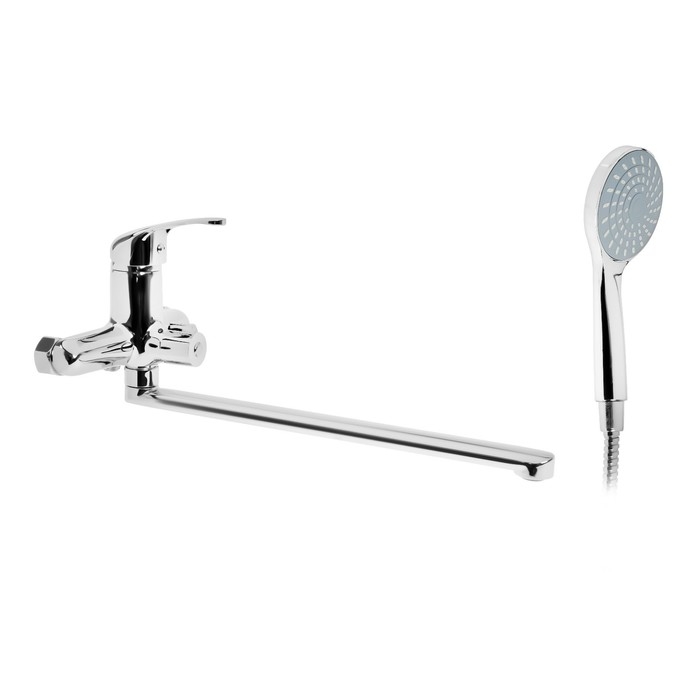 Смеситель для ванны  Смеситель для ванны "СоюзКран" 553-065, однорычажный, душевой набор, излив 350 , цинк, хром