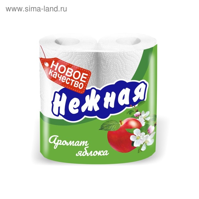 Туалетная бумага «Нежная арома яблоко», 2 слоя, 4 рулона