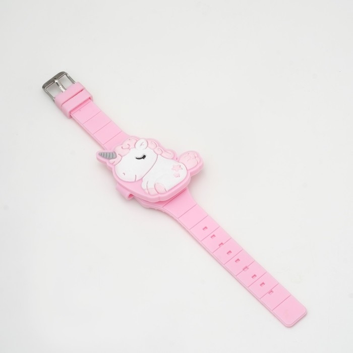 Часы наручные электронные, детские, Часы наручные электронные, детские, "Единорог", LR41 (AG3), розовые