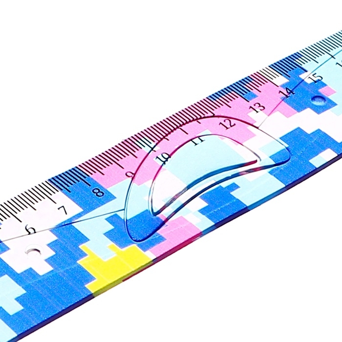 Набор геометрический пластик (линейка 20см+2 угольника+транспортир) Пиксели Набор геометрический пластик (линейка 20см+2 угольника+транспортир) Пиксели
