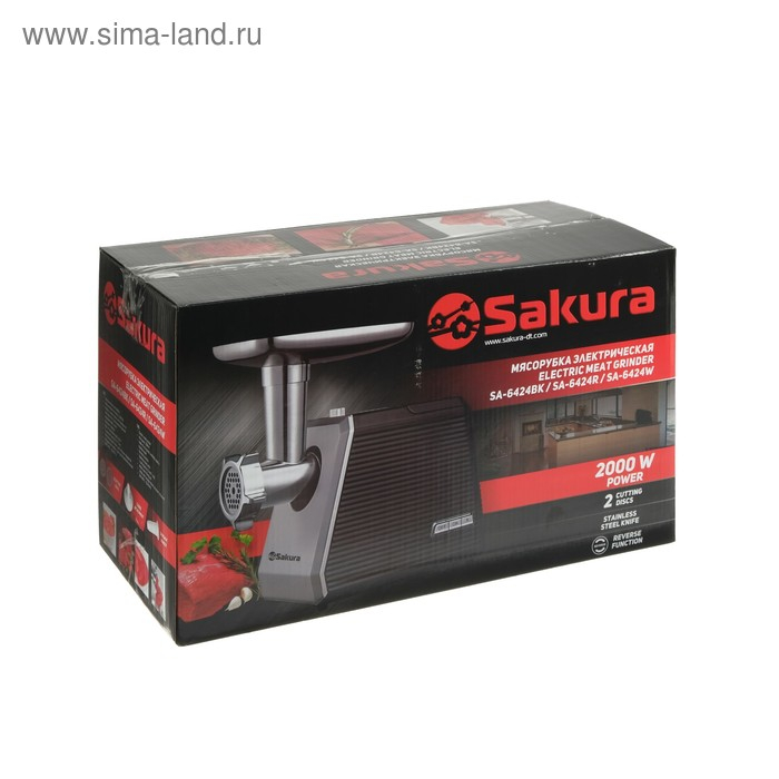 Мясорубка электрическая Sakura SA-6424BK, 2000 Вт, насадки для колбас и сосисок, черная Мясорубка электрическая Sakura SA-6424BK, 2000 Вт, насадки для колбас и сосисок, черная