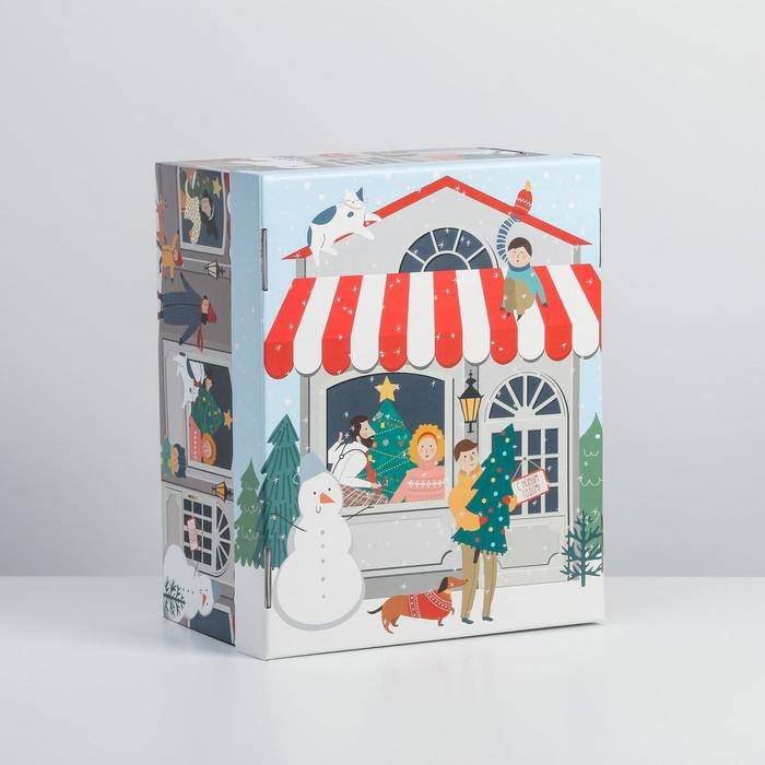 Коробка подарочная новогодняя складная «Зимний город», 31,2 х 25,6 х 16,1 см, Новый год Коробка подарочная новогодняя складная «Зимний город», 31,2 х 25,6 х 16,1 см, Новый год