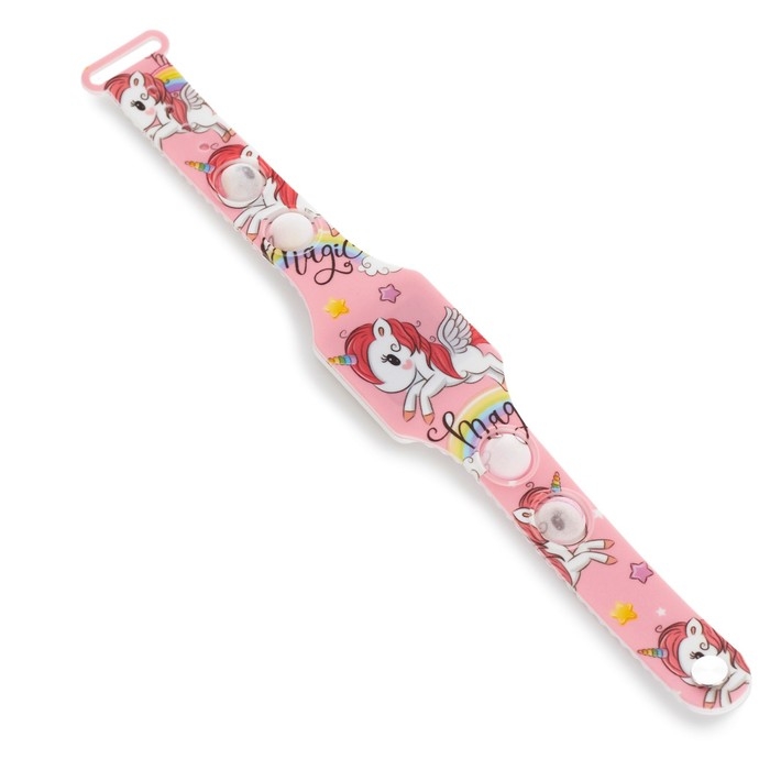 Часы наручные электронные, детские, Часы наручные электронные, детские, "Единорог", ремешок pop-it, l-22.5 см