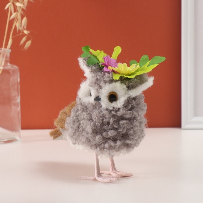 Декор Декор "Кудрявая совушка с цветами" 12х9х17 см