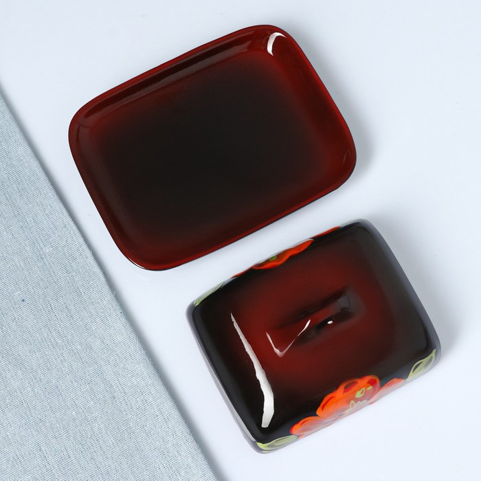 Масленка  Масленка "Псковская" 18х14х8см, мак на черном