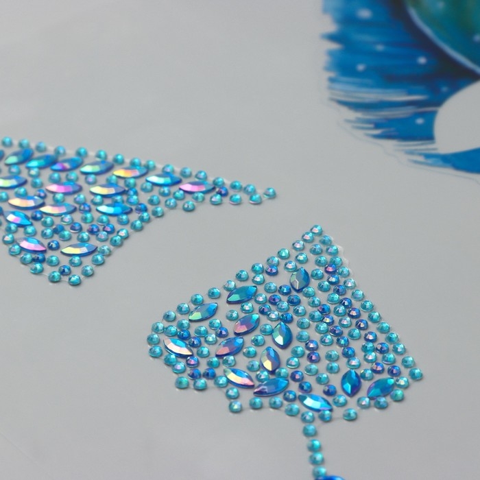 Наклейка пластик стразы Наклейка пластик стразы "Крыло бабочки и перо" 16х17 см