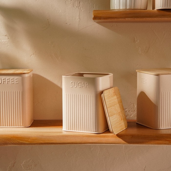 Банка для сахара «Сан-Лоренцо», 10×13 см, цвет розовый, с бамбуковой крышкой Банка для сахара «Сан-Лоренцо», 10×13 см, цвет розовый, с бамбуковой крышкой