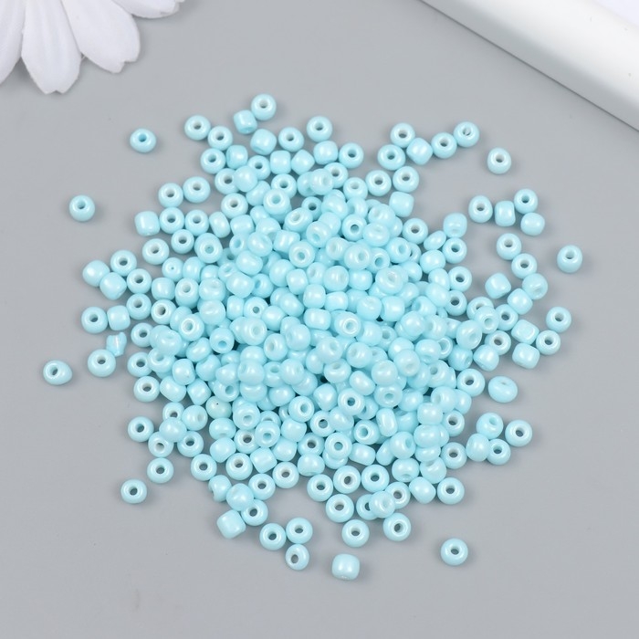 Бисер стекло 6/0  Бисер стекло 6/0 "Голубое небо" макарун, глянец 450 гр