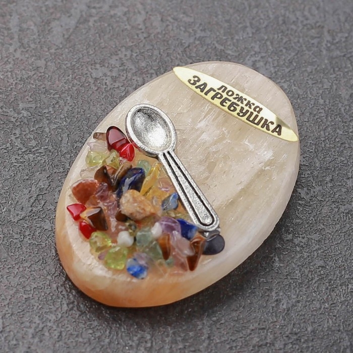 Магнит Магнит "Ложка загребушка", селенит, металл, минералы, 5,1 х 3,5 см