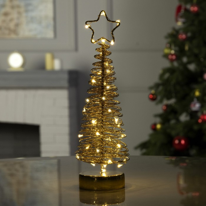 Светодиодная фигура «Ёлка плетёная» 8 × 30 × 8 см, металл, батарейки АААх3 (не в комплекте), свечение тёплое белое Светодиодная фигура «Ёлка плетёная» 8 × 30 × 8 см, металл, батарейки АААх3 (не в комплекте), свечение тёплое белое