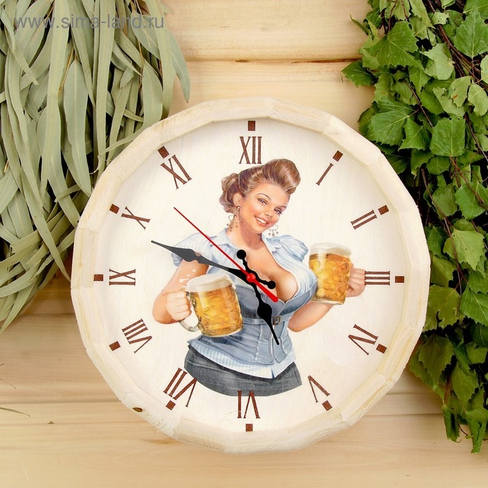 Часы банные бочонок Часы банные бочонок "Добропаровъ. Пивко будешь?"