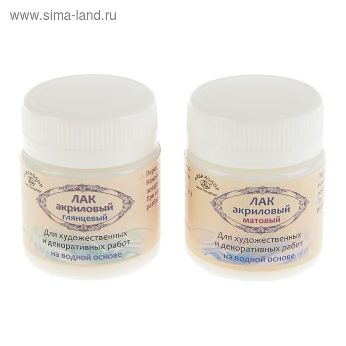 Лак акриловый, водная основа, набор: 2 штуки х 40 мл: глянцевый, матовый Лак акриловый, водная основа, набор: 2 штуки х 40 мл: глянцевый, матовый