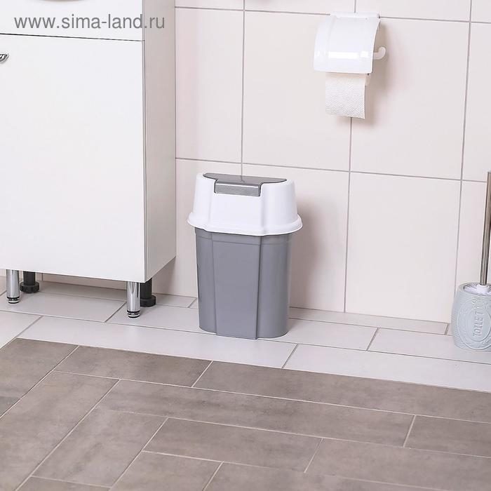 Ведро с плавающей крышкой, 8 л, цвет белый/серый Ведро с плавающей крышкой, 8 л, цвет белый/серый