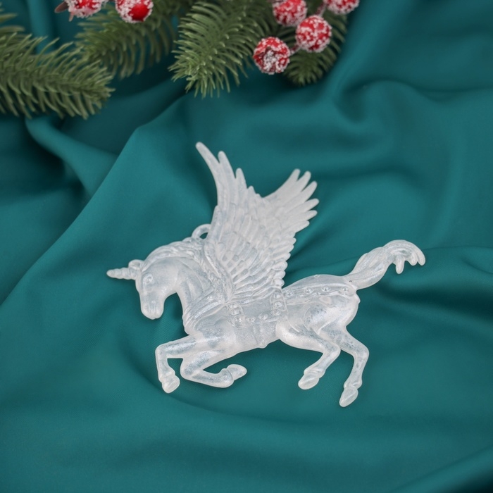 Украшение ёлочное Украшение ёлочное "Единорог с крыльями перелив" 13х12,5 см, белый