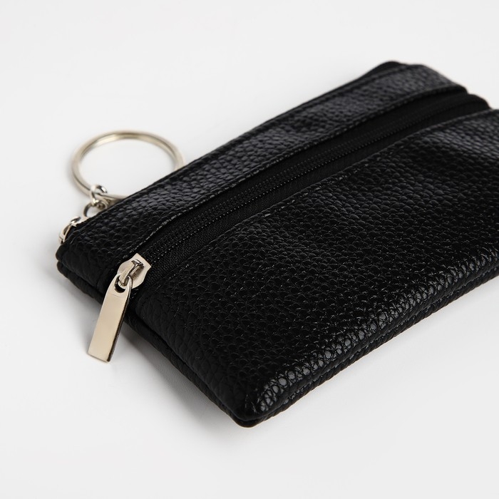 Ключница - кошелёк на молнии, длина 12 см, кольцо, цвет чёрный Ключница - кошелёк на молнии, длина 12 см, кольцо, цвет чёрный