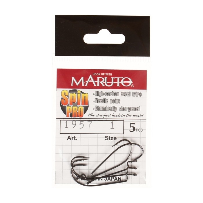 Крючки офсетные Maruto, серия Spin Pro 1957, цвет BN, № 1, 5 шт. Крючки офсетные Maruto, серия Spin Pro 1957, цвет BN, № 1, 5 шт.