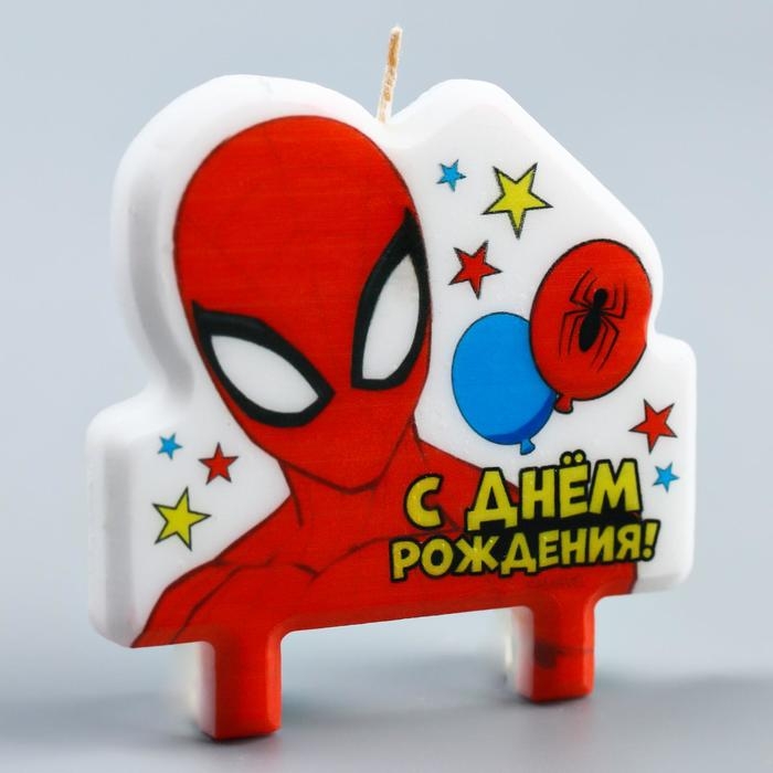 Свеча в торт  Свеча в торт "С Днем Рождения!", Человек-паук, 8×8 см