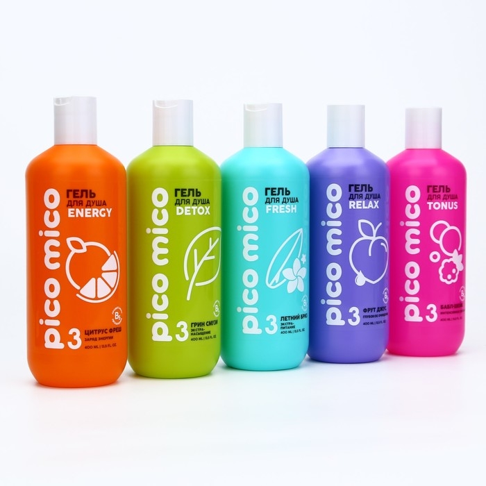 Гель для душа, экстра-насыщение, 400 мл, аромат грин смузи, PICO MICO
