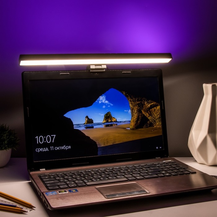 Светильник для экрана Светильник для экрана "Люмис" LED 5Вт 3000К-6000К RGB 201Лм Ra85 USB черный 10,4х6,5х40см
