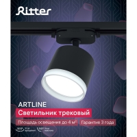 Светильник трек-й ARTLINE повор-й 85х70mm GX53 230В алюм/пласт 4м² черн 59862 0, Ritter