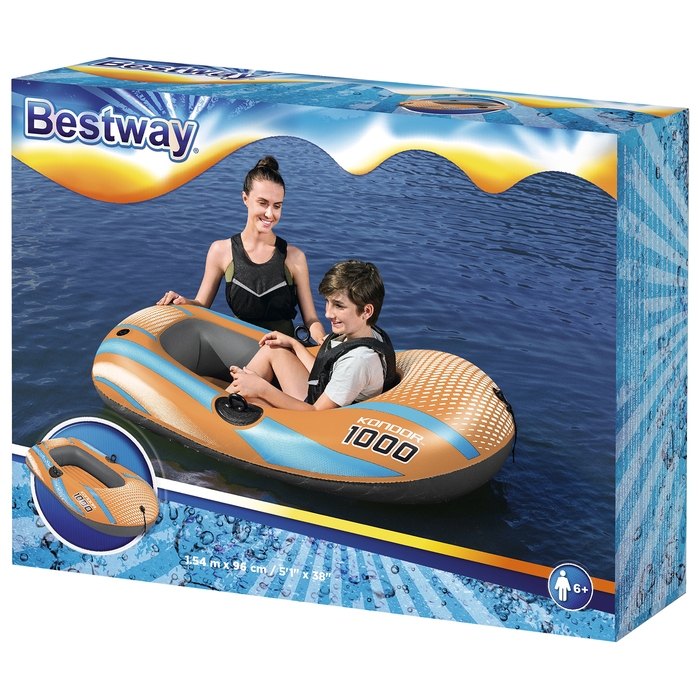 Лодка надувная Bestway Kondor 1000 Raft, 149x85 см, одноместная, 61136 Лодка надувная Bestway Kondor 1000 Raft, 149x85 см, одноместная, 61136