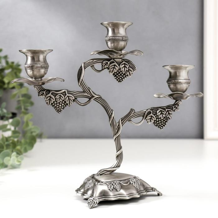 Подсвечник металл на 3 свечи Подсвечник металл на 3 свечи "Виноградная лоза" 24,5х27,5х12 см