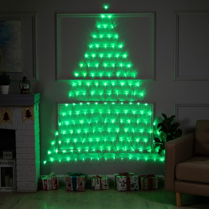 Гирлянда «Сеть-ёлка» 2 × 2 м, IP20, тёмная нить, 152 LED, свечение зелёное, 8 режимов, 220 В Гирлянда «Сеть-ёлка» 2 × 2 м, IP20, тёмная нить, 152 LED, свечение зелёное, 8 режимов, 220 В
