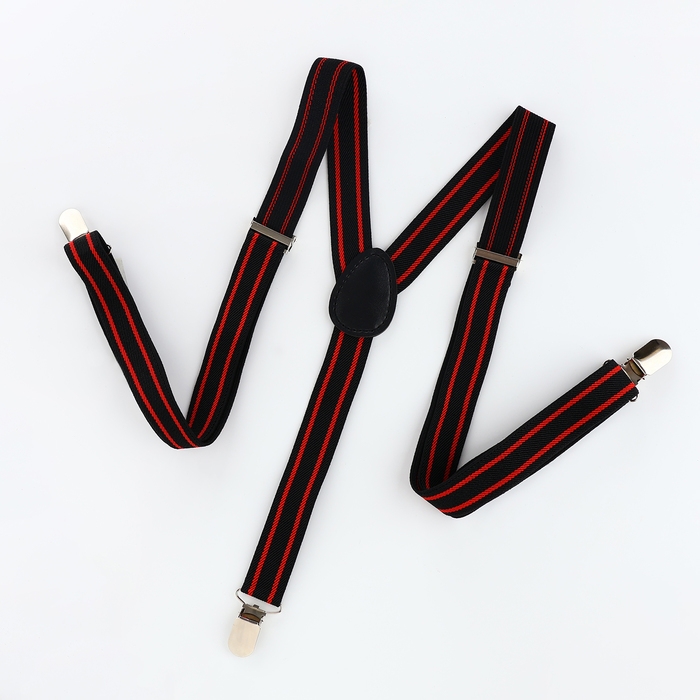 Подтяжки взрослые, ширина 2,5 см, цвет чёрный/красный Подтяжки взрослые, ширина 2,5 см, цвет чёрный/красный