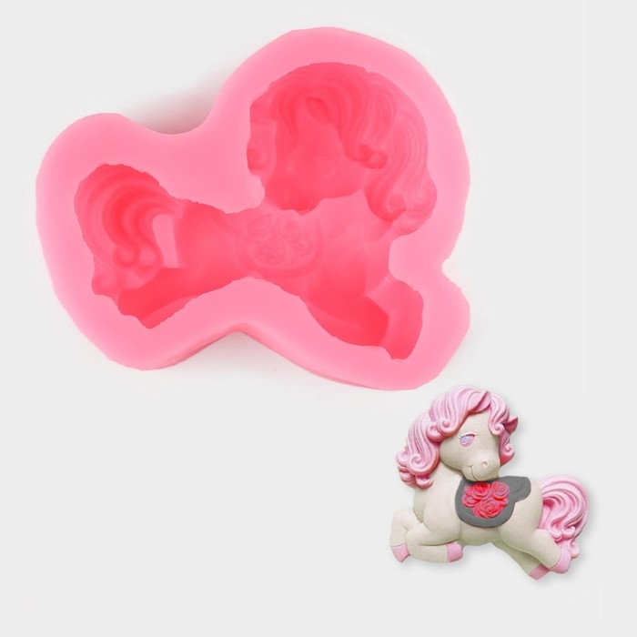 Молд «Пони», силикон, 9,8×9×3,3 см, цвет розовый Молд «Пони», силикон, 9,8×9×3,3 см, цвет розовый