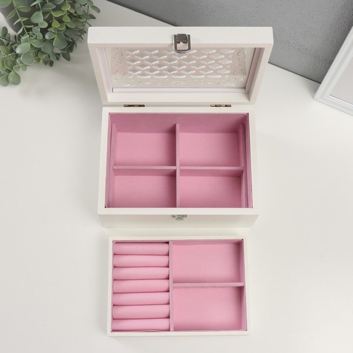 Шкатулка дерево для украшений  Шкатулка дерево для украшений "Белоснежная" 22х16х10 см