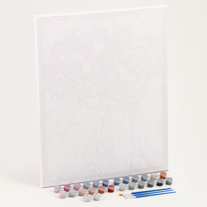 Картина по номерам на холсте с подрамником с серебряной краской «Девушка с пионами», 40 х 50 см Картина по номерам на холсте с подрамником с серебряной краской «Девушка с пионами», 40 х 50 см