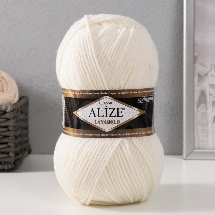 Пряжа Пряжа "Lanagold" 51% акрил, 49% шерсть 240м/100гр (450 жемчуж.)