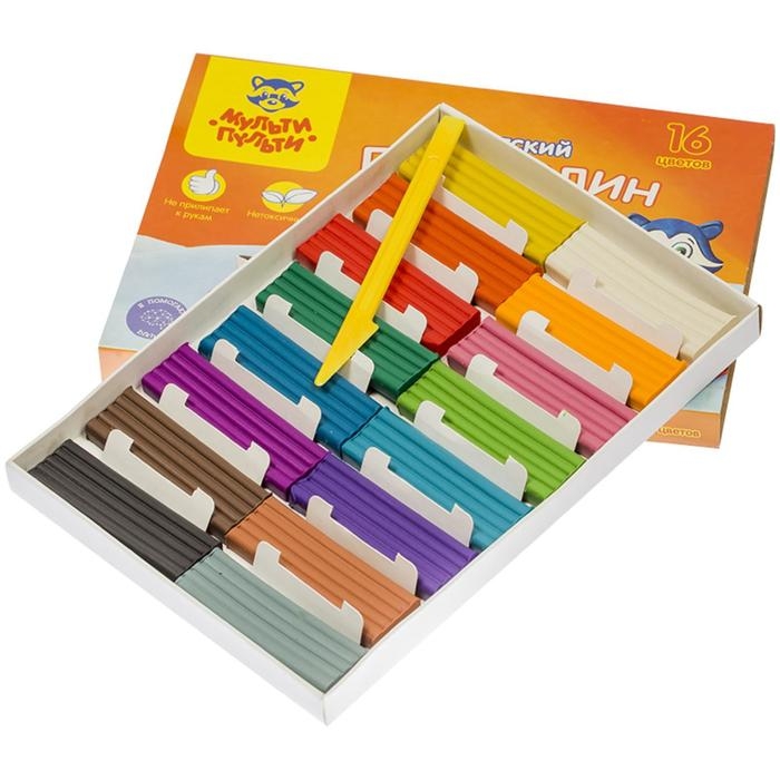 Пластилин 16 цветов 240 гр Мульти-Пульти Пластилин 16 цветов 240 гр Мульти-Пульти "Енот на Аляске" со стеком 236490