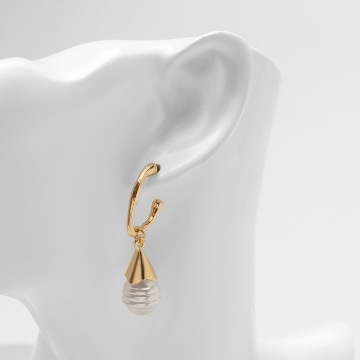 Серьги с жемчугом «Абстракция» фортуна, цвет золото Серьги с жемчугом «Абстракция» фортуна, цвет золото