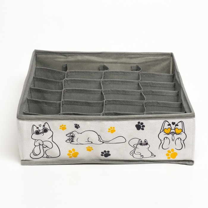 Органайзер для хранения белья, кофр 24 ячейки «Кошки», 35 х 30 х 10 см. Органайзер для хранения белья, кофр 24 ячейки «Кошки», 35 х 30 х 10 см.