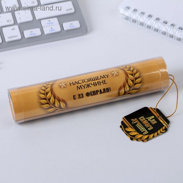 Ручка шариковая синяя паста в тубусе Ручка шариковая синяя паста в тубусе "Для самого лучшего", пластик