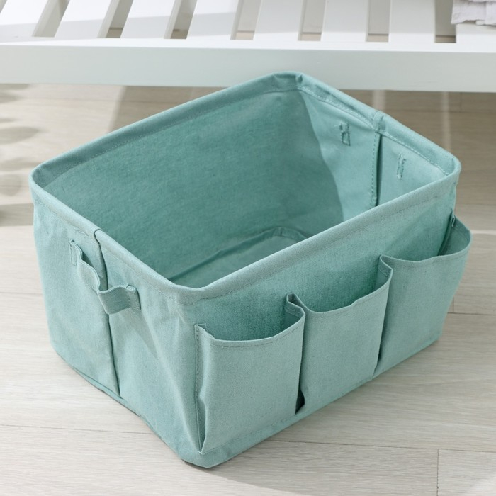 Корзинка для хранения Доляна «Тая», 3 кармана, 30×24×18 см, цвет бирюзовый Корзинка для хранения Доляна «Тая», 3 кармана, 30×24×18 см, цвет бирюзовый