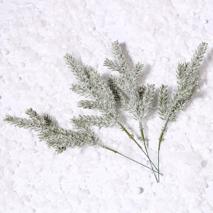 Декор «Веточка ели со снегом», набор 4 шт., размер 1 шт. — 17 см Декор «Веточка ели со снегом», набор 4 шт., размер 1 шт. — 17 см