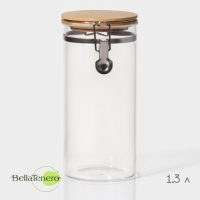 Банка стеклянная для хранения сыпучих продуктов Bella Tenero «Эко», 1,3 л, 10×22 см, с бугельным замком