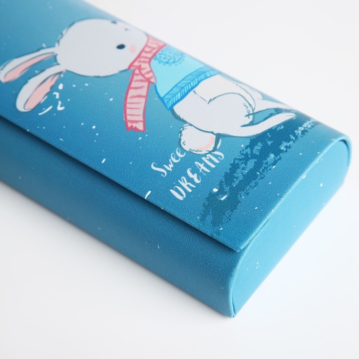 Футляр для очков на хлопушке, длина 15 см, цвет голубой Футляр для очков на хлопушке, длина 15 см, цвет голубой