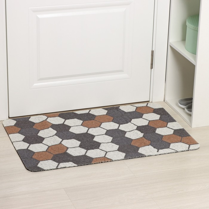 Коврик придверный грязезащитный Доляна «Соты», вырезной, 60×90 см Коврик придверный грязезащитный Доляна «Соты», вырезной, 60×90 см